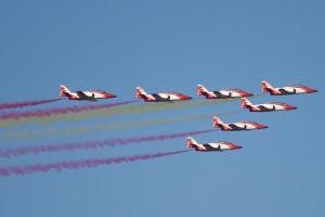 Desfile aéreo durante la Fiesta Nacional de España