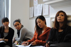 A group of girls in a Spanish class