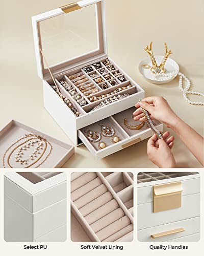 Chic Cloud White & Gold Jewelry Box Review: SONGMICS UJBC239WT插图2