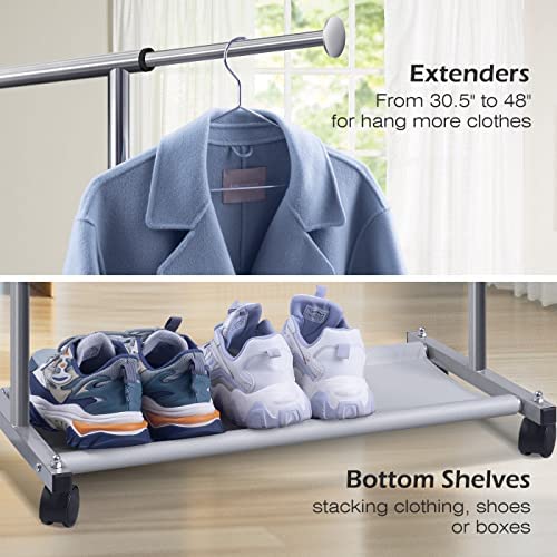 Ultimate Storage Solution: MISSLO Short Clothing Racks with Bottom Shelves & Wheels插图2