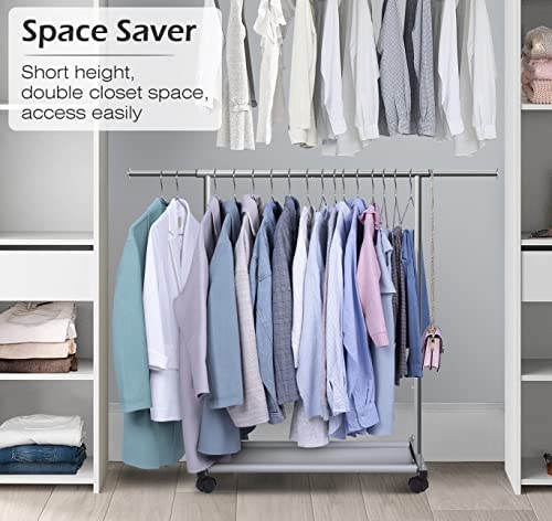 Ultimate Storage Solution: MISSLO Short Clothing Racks with Bottom Shelves & Wheels插图1